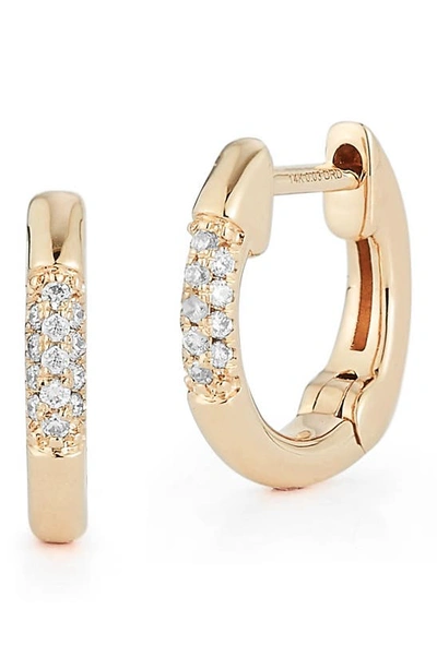 Dana Rebecca Designs Micro Dome Diamond Huggie Hoop Earrings In Yellow Gold
