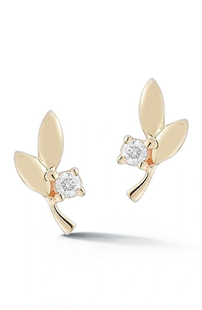 Dana Rebecca Designs Olive Leaf Stud Earrings In Yellow Gold