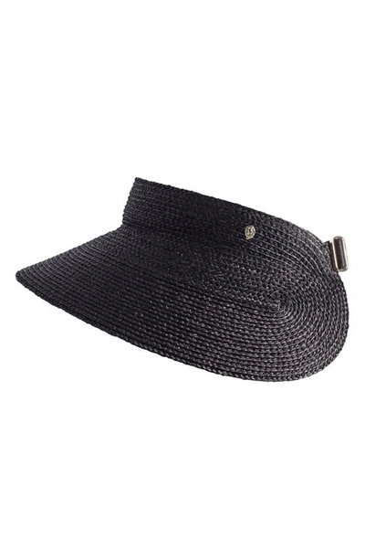 Helen Kaminski Classic Raffia Visor In Charcoal