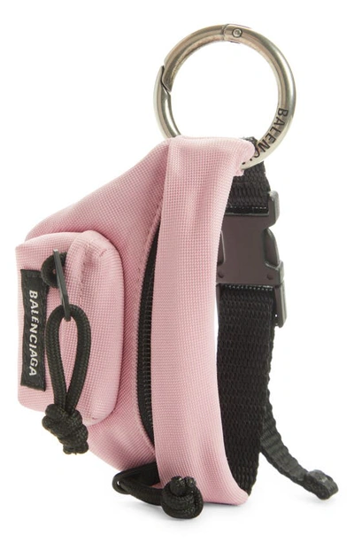 Balenciaga Micro Beltpack Bracelet Key Chain In Candy Pink