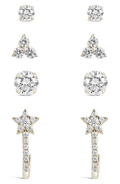 Sterling Forever Silver Cz 4pc Set Of Everyday Earrings