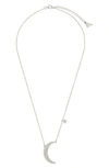 Sterling Forever Cubic Zirconia Crescent Star Charm Necklace In Silver