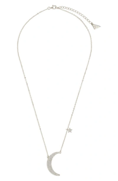Sterling Forever Cubic Zirconia Crescent Star Charm Necklace In Silver