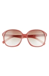 Le Specs Stupid Cupid 56mm Round Sunglasses In Rose Rouge/ Tan Grad