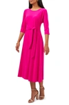 Chaus Tie Front Midi Dress In Pink Martini
