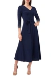 Chaus Embellished Tie Waist Midi Dress In Navy