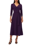 Chaus Embellished Tie Waist Midi Dress In Luxe Plum