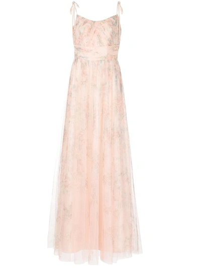 Marchesa Notte Bridesmaids Ruched Scoop Neck Dress In Pink