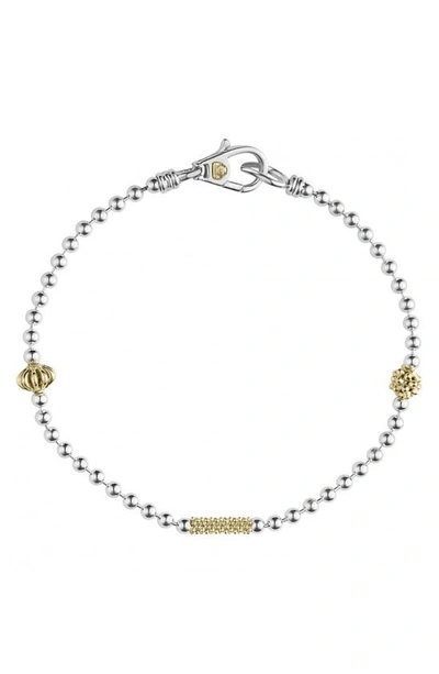 Lagos Caviar Icon 1-row Ball-chain Bracelet In Two Tone