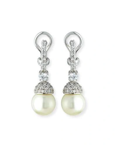 Fantasia By Deserio Pave Capped Pearly Drop Earrings