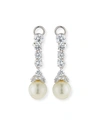 Fantasia By Deserio 6 Tcw Cz & Simulated Pearl Long Drop Earrings In White Pearl