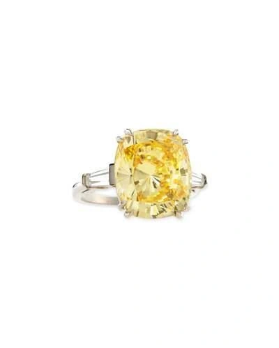 Fantasia By Deserio Canary Cubic Zirconia Cushion Ring, 8.75 Tcw In Canary/clear