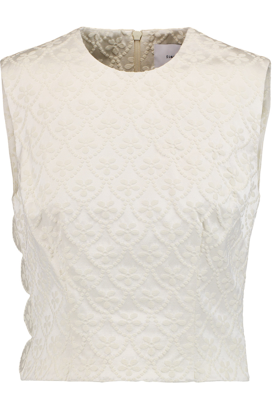 Simone Rocha Cropped Brocade Cotton-blend Top | ModeSens