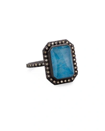 Armenta Old World Emerald-cut Blue Quartz Triplet Ring With Diamonds