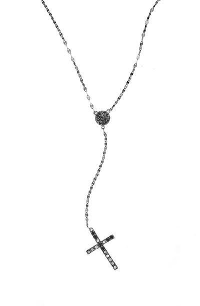 Lana Reckless Black Diamond Cross Lariat Necklace