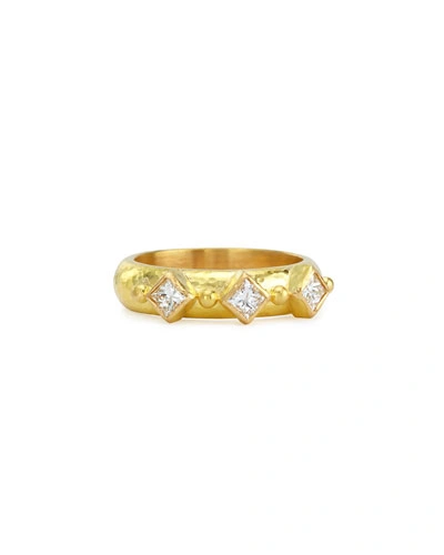 Elizabeth Locke 19k Gold & Harlequin Diamond Stack Ring
