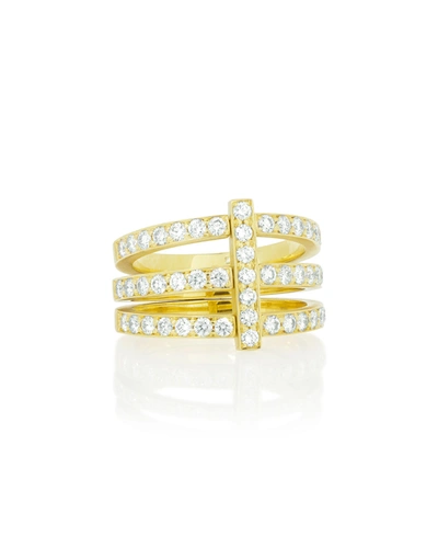 Carelle Moderne 18k Three-row Diamond Ring