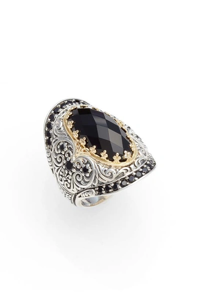 Konstantino Silver & 18k Gold Spinel Oval Ring In Silver/ Gold/ Black
