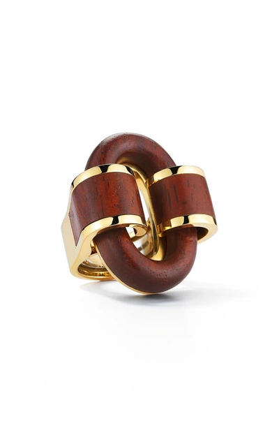 David Webb 18k Gold Bloodwood Buckle Ring In Yellow Gold