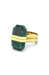 Swarovski Lucent Statement Double Band Magnetic Ring In Emerald Gos
