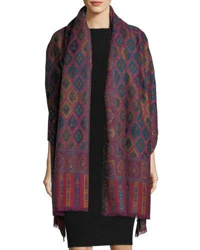 Sabira Cosmo Clover Wool Shawl, Multi In Multi Pattern