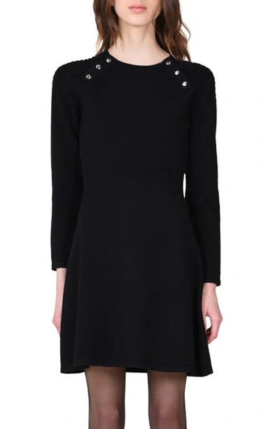 Molly Bracken Long Sleeve Knit Dress In Black