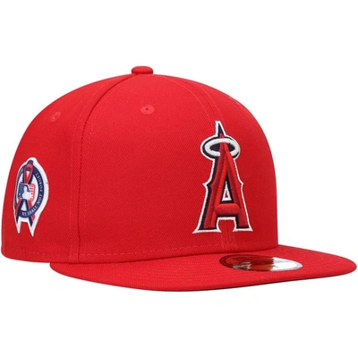 New Era Men's  Red Los Angeles Angels 9/11 Memorial Side Patch 59fifty Fitted Hat