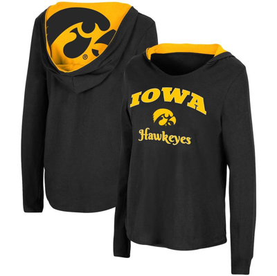Colosseum Black Iowa Hawkeyes Catalina Hoodie Long Sleeve T-shirt