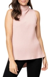 Gibsonlook Ribbed High-low Mock Neck Tunic Tank In Bellini
