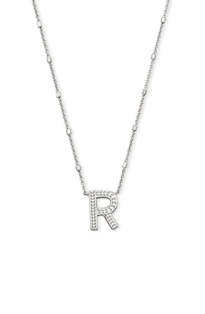 Kendra Scott Initial Pendant Necklace In Rhodium Metal-r