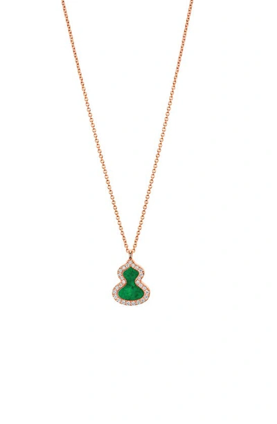 Qeelin Wulu Jade & Diamond Pendant Necklace In Rose Gold