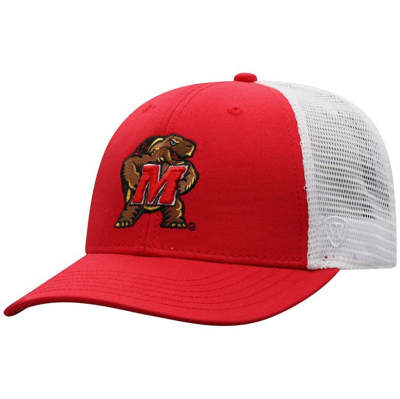 Top Of The World Men's  Red, White Maryland Terrapins Trucker Snapback Hat In Red,white