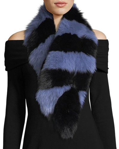 Charlotte Simone Popsicle Fur Scarf, Blue/black In Multi