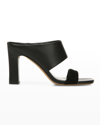 Vince Quinn Leather Two Band Mule Sandals In Black