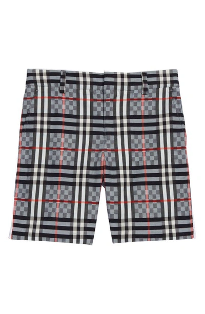 Burberry Kids' Tailored Shorts In Stretch Cotton With Chess Pattern In Blue
