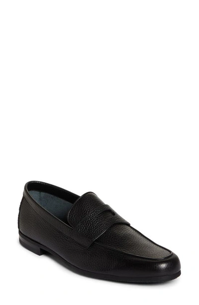 John Lobb Men's Thorne Soft Textured Leather Penny Loafers In Black