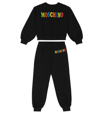 Moschino Kids' Logo Sweatshirt And Sweatpants Set In Black
