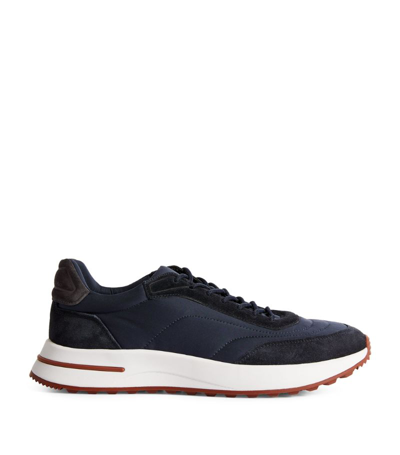 Loro Piana Weekend Walk Suede-trimmed Shell Trainers In Blue_navy