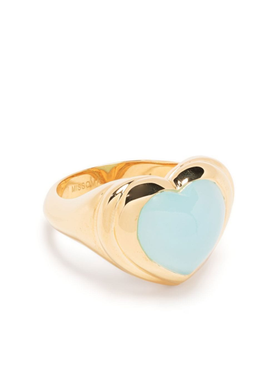 Missoma Ring Heart Aqua Chalcedony Aus Gold In Blue/gold