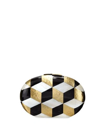 Rafe Liz Geometric Oval Minaudiere, Black/white/gold In Black White Gold