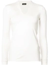 Akris V Neck Cashmere & Silk Blend Sweater In Neutrals