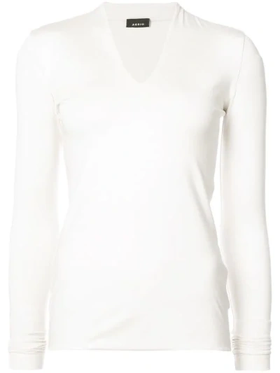 Akris V Neck Cashmere & Silk Blend Sweater In Neutrals