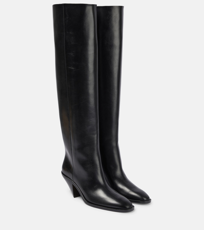 Victoria Beckham Leather Knee Boots In Black