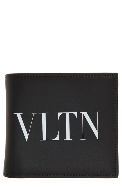 Valentino Garavani Vltn Leather Billfold Wallet In Black
