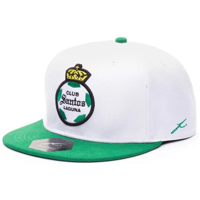 Fan Ink Fi Collection White/green Santos Laguna Team Snapback Adjustable Hat In White,green