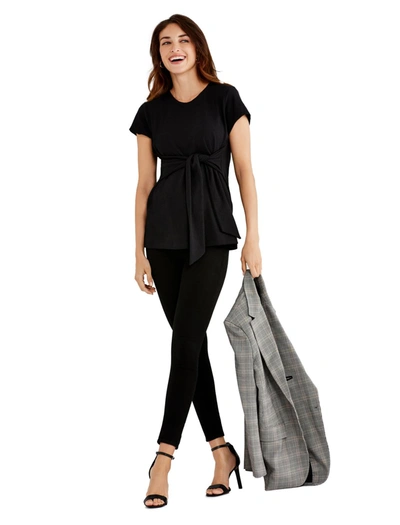 A Pea In The Pod Tie Front Textured Maternity Top In Black