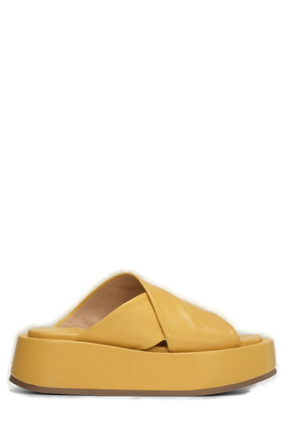 Marsèll Platform Sandals In Dry Milled Leather In Yellow