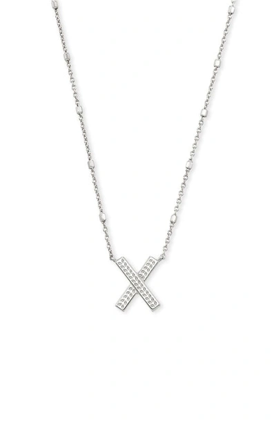 Kendra Scott Initial Pendant Necklace In Rhodium Metal-x