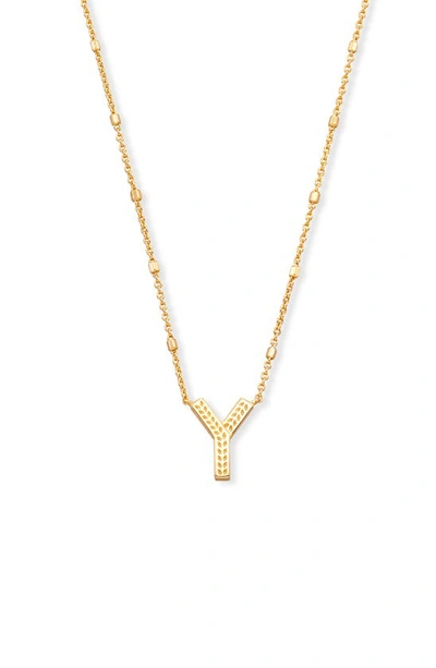 Kendra Scott Initial Pendant Necklace In Gold Metal-y
