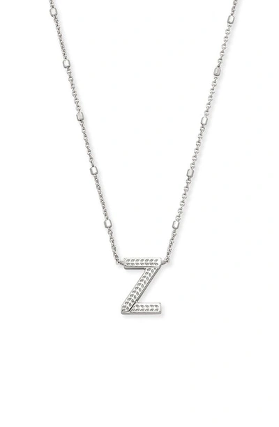 Kendra Scott Initial Pendant Necklace In Rhodium Metal-z